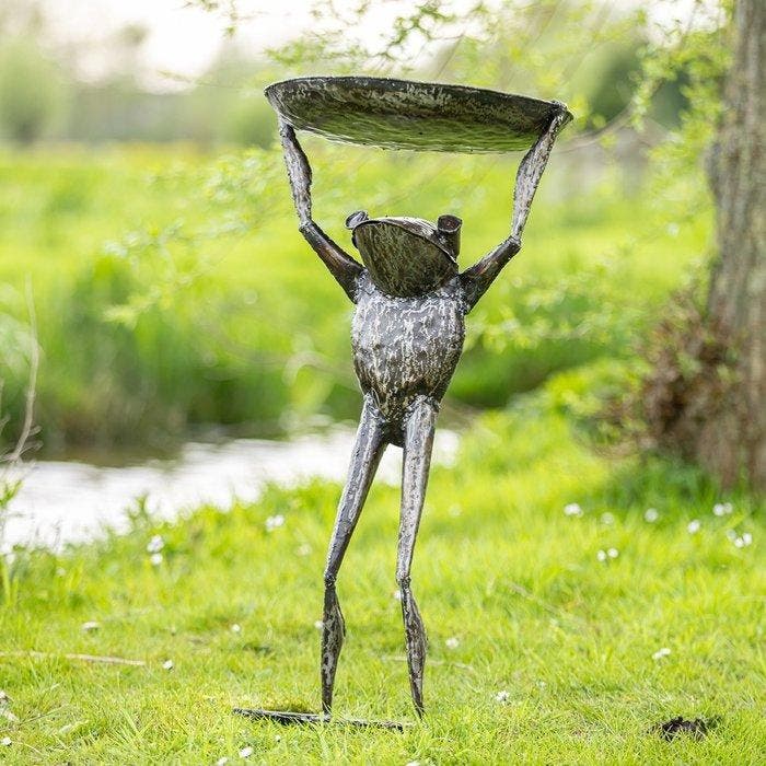 Vogelbad - Metaal - Groot Kikker vogel bad, Antiek en Kunst, Kunst | Designobjecten