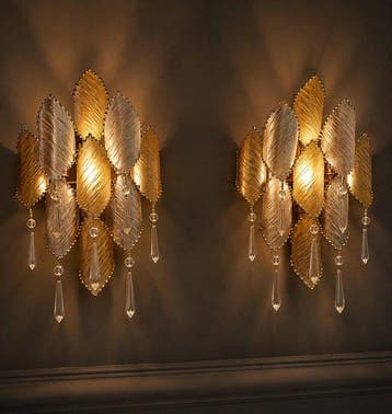 MM Lampadari - Wandlamp (2) - Rombo - Metaal, Bladgoud en, Nieuw