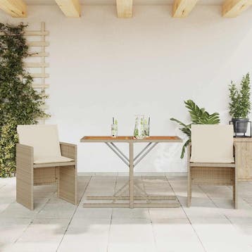 vidaXL 3-delige Bistroset met kussens poly rattan beige, Tuin en Terras, Verzenden, Nieuw