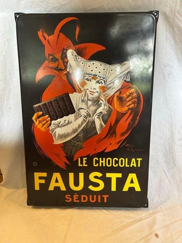 Emaille bord - le chocolat Faustra - Enseigne en émail -, Antiek en Kunst