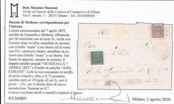Italiaanse oude staten - Modena - 1853 aangetekende brief, Gestempeld