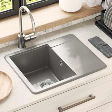 vidaXL Wasbak 80% Kwarts en 20% Hars 560 x 460 mm Grijs, Verzenden