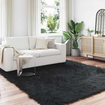 vidaXL Tapijt van imitatie schapenvacht TAFALLA Zwart 200 x, Verzenden, Nieuw