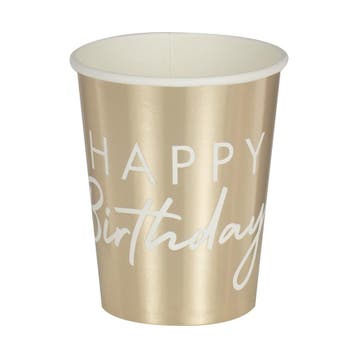 Happy Birthday Bekers 260ml 8st, Verzenden, Nieuw