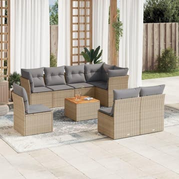 vidaXL Patio Sofa Set 8-zits Beige mix en grijs, Verzenden