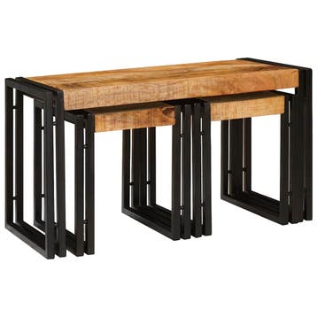 vidaXL Nesttafel 3 st Bruin en Zwart 82 x 40 x 45 cm, Verzenden, Nieuw