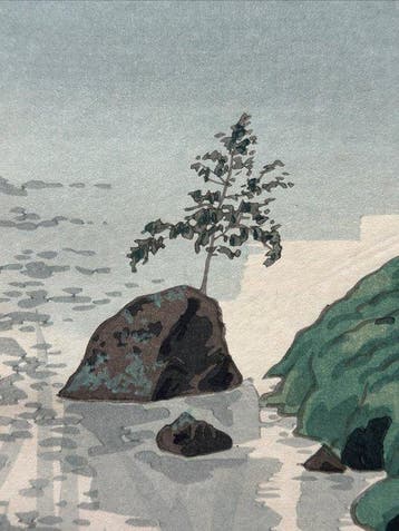 Tokuriki Tomikichir, Garden of Kokedera, woodblock print,