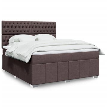 vidaXL Boxspring met matras stof donkerbruin 180x200 cm, Verzenden