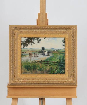 Louis Bron (1884-1959) - Hollands landschap met koeien, Antiek en Kunst