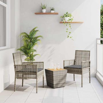 vidaXL Tuin Bistro Set 3 st Grijs poly rattan, Tuin en Terras, Verzenden, Nieuw