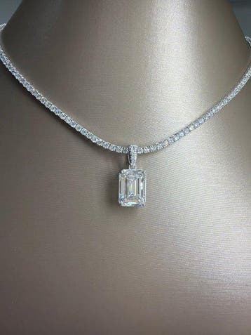 Collier - 14 carats Or blanc - 20.68ct. tw. Diamant (Cultivé, Nieuw