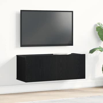 vidaXL TV Kast 80 x 30 x 30 cm Zwart Eiken Bewerkt hout, Verzenden, Nieuw