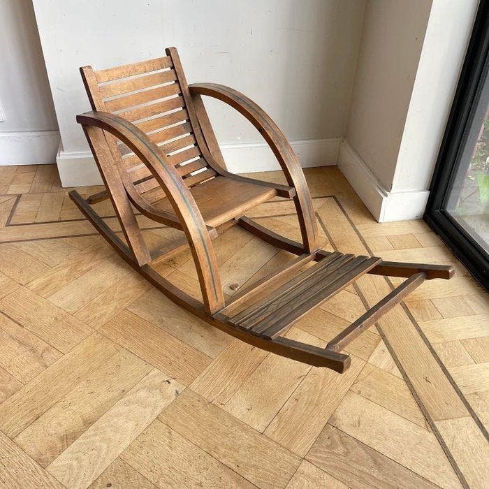 Chaise à bascule - Fauteuil à bascule - Bois - Balançoire, Antiquités & Art, Art | Objets design