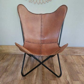 Chaise - Chaise papillon Butterfly (3107) - Cuir, Métal