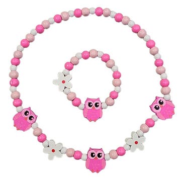 Fako Bijoux - Kinderketting en Armband - Hout - Uiltjes &, Verzenden