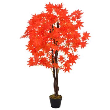 vidaXL Kunstplant met pot esdoorn 120 cm rood, Verzenden