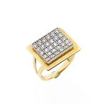 Gouden pavéring met zirconia, Handtassen en Accessoires, Ringen, Gebruikt, Overige kleuren, Ophalen of Verzenden, Kleiner dan 17
