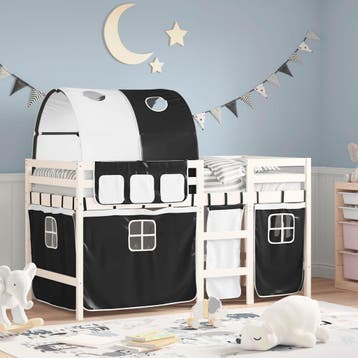 vidaXL Kinderhoogslaper met tunnel 90x190 cm grenenhout wit, Verzenden, Nieuw