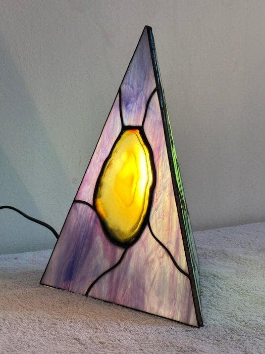 Tafellamp - Pyramide - Glas, Lood - Tiffany, Antiquités & Art, Curiosités & Brocante