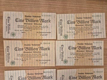 Duitsland. - 10 x Eine Billion 1923 – Deutsche Reichsbahn,, Postzegels en Munten