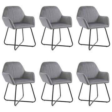vidaXL Eetkamerstoelen 6 st fluweel grijs, Verzenden, Nieuw