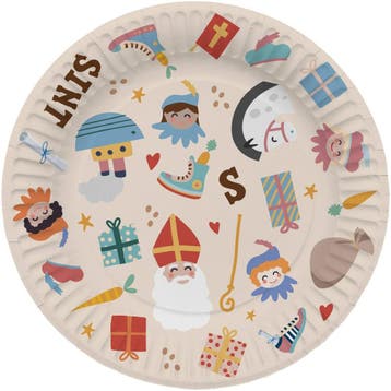 Sinterklaas Borden Sint En Piet 18cm 8st, Verzenden, Nieuw