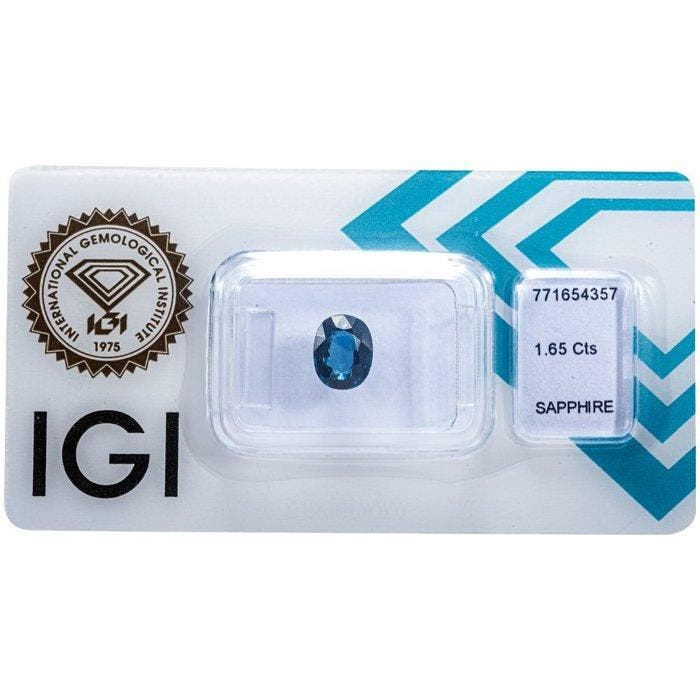 1 pcs Blauw Saffier - 1.65 ct - International Gemological, Handtassen en Accessoires, Edelstenen
