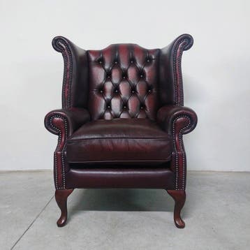 Chesterfield style - Fauteuil (2) - Reine Anne - Cuir, Bois