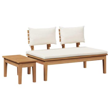 vidaXL Tuinstoel en Tafel Set 2 st Crème en bruin Massief, Tuin en Terras, Verzenden, Nieuw