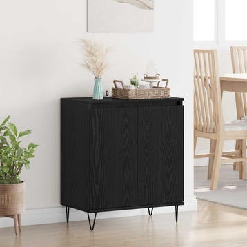 vidaXL Dressoir Zwart Eiken 60 x 35 x 70 cm Bewerkt hout, Verzenden, Nieuw