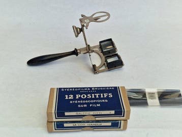 Patent G.P. France folding nickel stereoscope + bonus