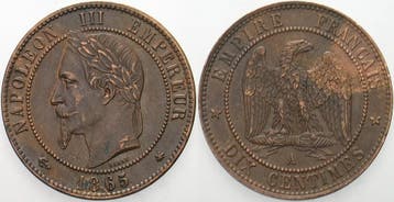 10 Centimes 1865 A Paris Frankreich Napoleon Iii 1852-1870, Verzenden, België