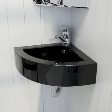 vidaXL Wastafel met overloop 45x32x12,5 cm zwart, Verzenden, Nieuw