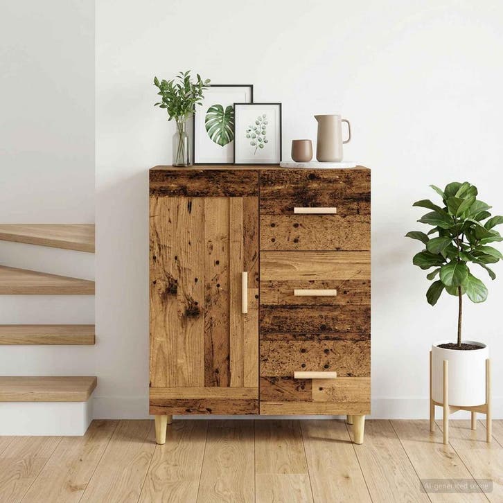vidaXL Dressoir Oud hout 69,5 x 34 x 90 cm Bewerkt hout, Huis en Inrichting, Kasten | Dressoirs, Nieuw, Verzenden