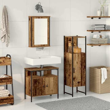 vidaXL Badkamermeubel Set 3 st Bruin 33 x 33 x 120,5 cm, Verzenden