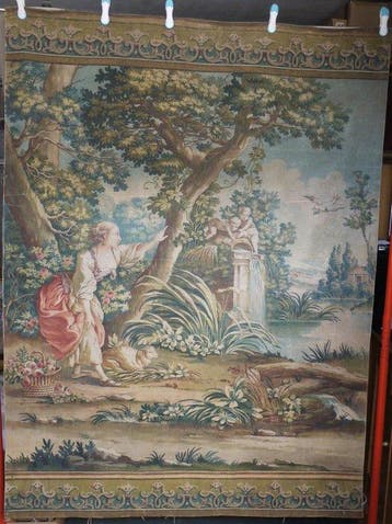 Französischer Wandteppich, Stil Aubusson, Pastoral, Der, Antiek en Kunst