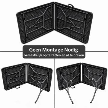 MaxxGarden Vouwtafel - Tuintafel - 180x70x74 cm - Zwart, Tuin en Terras, Ophalen of Verzenden, Nieuw