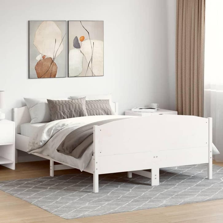 vidaXL Bedframe zonder matras massief grenenhout wit 120x190, Huis en Inrichting, Slaapkamer | Bedden, Nieuw, Verzenden