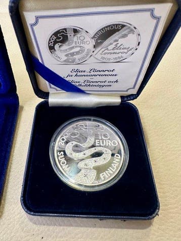 Finland. 10 Euro 2002 Elias Lonnrot + Olimpiadi (2