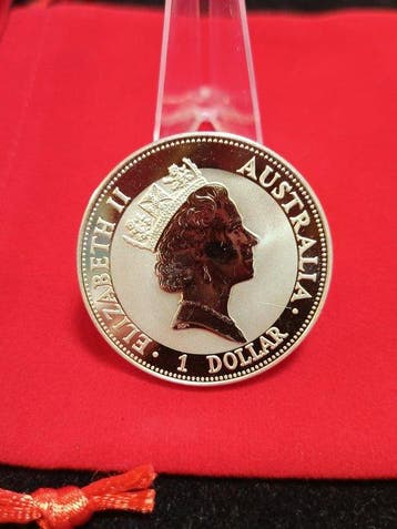 Australië. 1 Dollar 1992, Kookaburra, 1 Oz 31,10 Grm.Silver