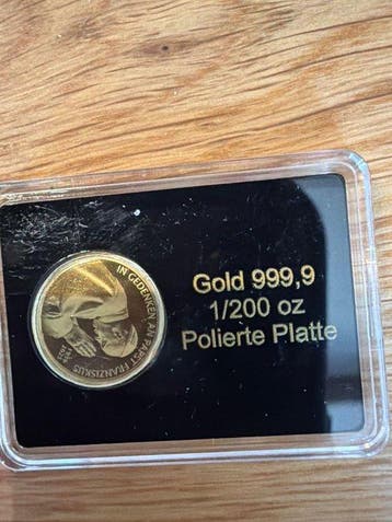 Wereld. Gold bar ND Papst Franziskus, 1/200 Oz (.999)