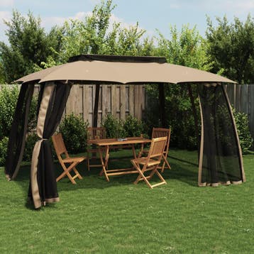 vidaXL Prieel zijwanden van gaas en dubbel dak 3,93x2,93 m, Tuin en Terras, Verzenden, Nieuw