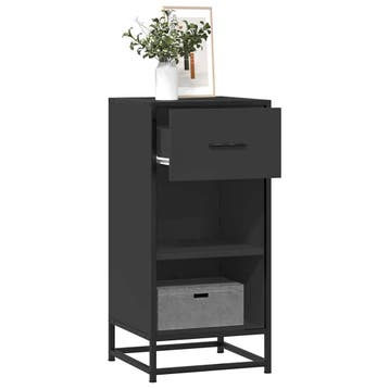 vidaXL Dressoir 35,5x35x76 cm bewerkt hout en metaal zwart, Verzenden, Nieuw