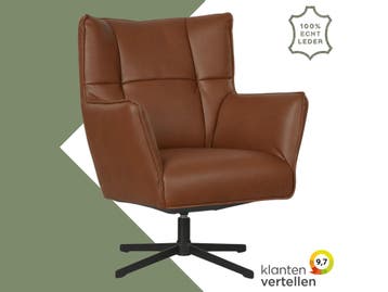 Leren draaifauteuil Lovely - Granada Savannah (cognac), Ophalen of Verzenden
