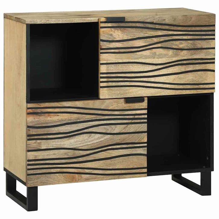 vidaXL Dressoir Bruin 80 x 33 x 75 cm massief mangohout, Maison & Meubles, Armoires | Dressoirs, Envoi