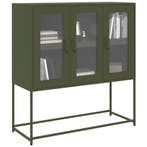 vidaXL Dressoir 100,5x39x107 cm koudgewalst staal olijfgroen, Verzenden