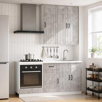 vidaXL Keukenblok LUCCA 5 st Betongrijs Bewerkt hout, Verzenden, Nieuw