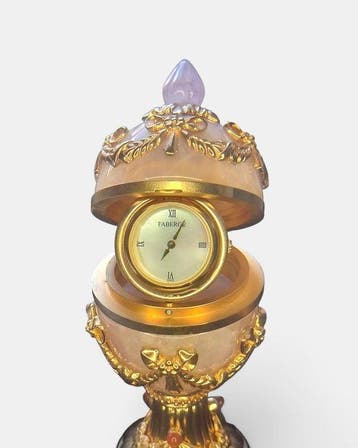 Fabergé ei - Fabergestijl - Imperial Laurier Rozekwarts, Antiek en Kunst