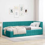 vidaXL Hoek Bed Frame met hoofdeinde Turquoise 90 cm x 200, Verzenden, Nieuw