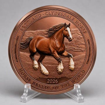 Liberia. 1 Dollar 2026 – Clydesdale Horse – 5 oz Copper Coin